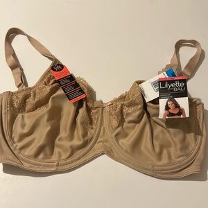Lilyette By Bali 38DDD Beige The Lily Fit Bra UNDERWIRE SUPPORT MINIMIZER 0428